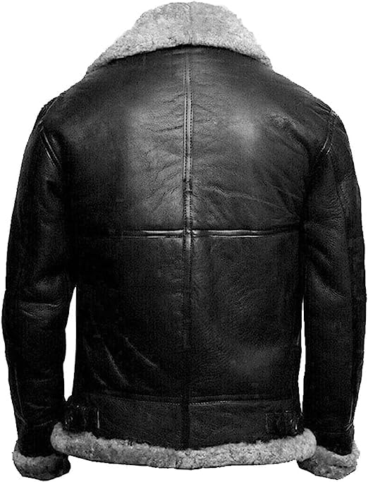 Image of Mens Raf Bomber Jacket Winter B3 WW2 Aviator Fighter Pilots Real Cow Leather - Fur Shearling Jackets for Men