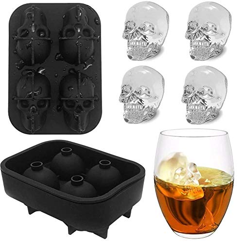 Molde de silicona para cubos de hielo calavera 4 rejillas miniatura 1