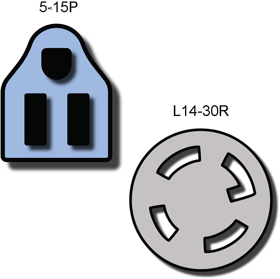 NEMA 5-15P to L14-30R Plug Adapter, 1 Foot, 15A/125V, 14 AWG - Iron Box # IBX-5185-01 (1 ft)
