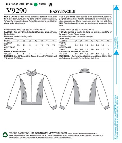 Vogue Patterns Style Jacket, 34-36-38", Green #TOP4