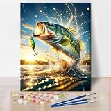 TUMOVO Largemouth Bass Paint by Numbers Kit Adults Fishing