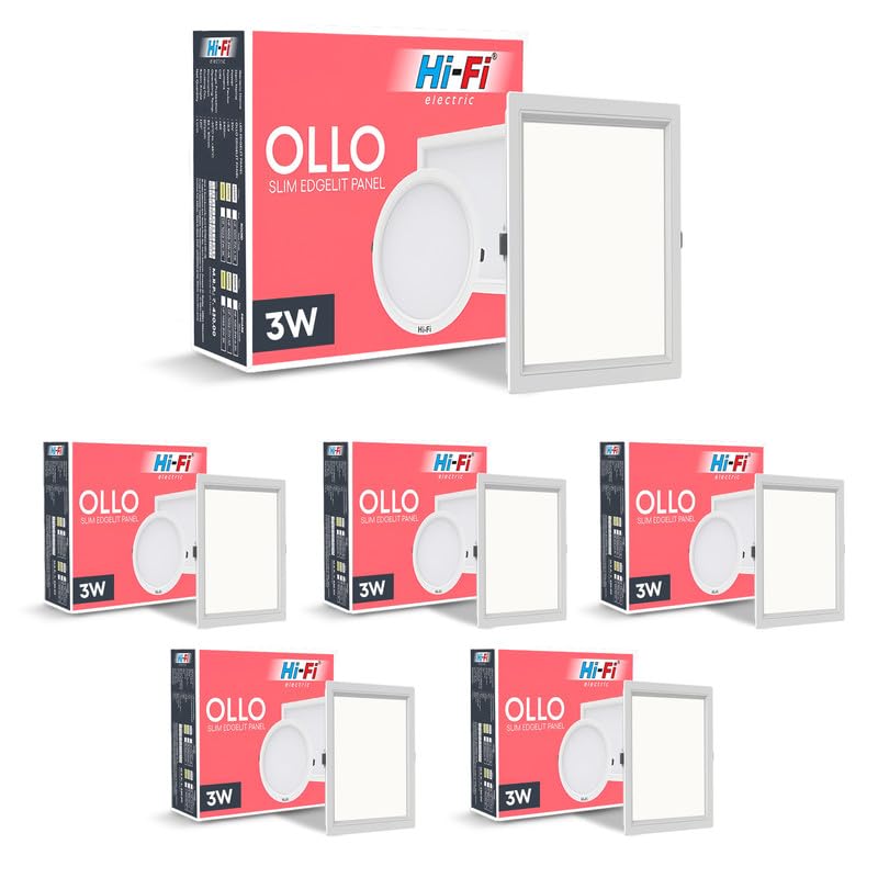 Image of Hi-Fi OLLO Polycarbonate 3-Watt Square Led Downlighter| Recessed Led Downlight|Led Ceiling Light for Home and Hall|Cut Out: 68 mm, Color: Natural White (4000K) Pack of 6
