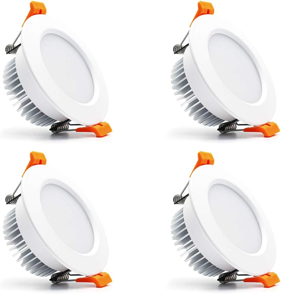 3 inch Dimmable LED Recessed Lighting, 7W Retrofit Downlight, 6000K Daylight White, CRI 80 with LED Driver, as AC 110V Ceiling Light Fixture for Living Room, Kitchen, Bedroom, Hallway, 4 Pack