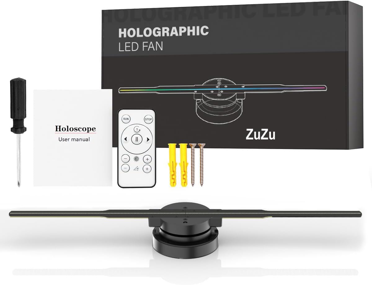 Zuzu 3D Hologram Fan 42CM,3D Holographic Fan with WiFi,244 Highlight LEDs and 2200 cd/m² Brightness,3D Hologram Led Fan Projector for Store Display,Events,Exhibition-image-31