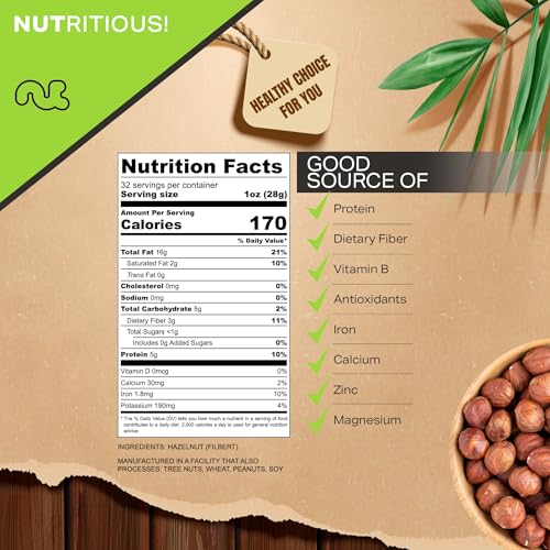 image for NUT CRAVINGS - Raw Hazelnuts Filberts with Skin - Unsalted, Shelled, (