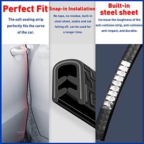 Car Door Edge Guards,Rubber Seal Protector U Shape Edge Trim Door Edge Protection Fit For Most Car (16Ft, Black) #TOP2