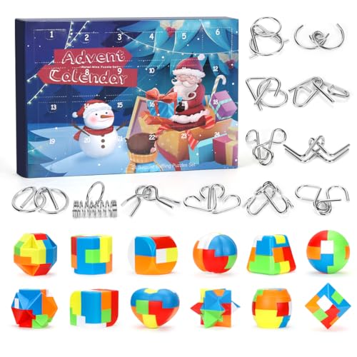 Adventskalender 2024 Mit 24 Knobelspielen - Metallpuzzle & Geduldsspiele Für Kinder & Erwachsene