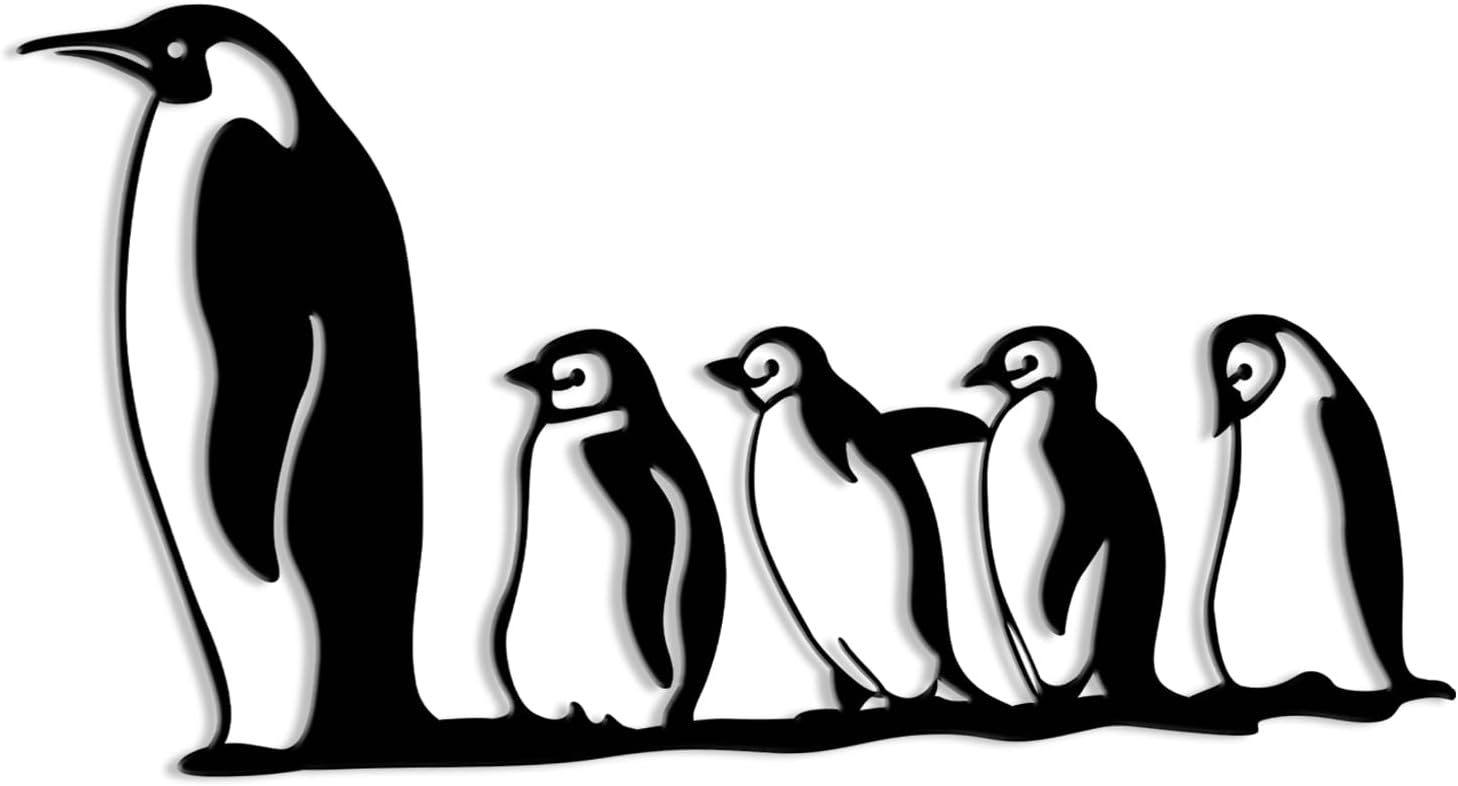 XORT Penguin Metal Wall Decor, Geometric Penguin Wall Art, Wildlife Lover Gift Wall Hangings Penguin Sign.