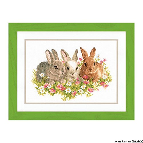Image of Vervaco Counted Cross Stitch Kit Rabbits Flower