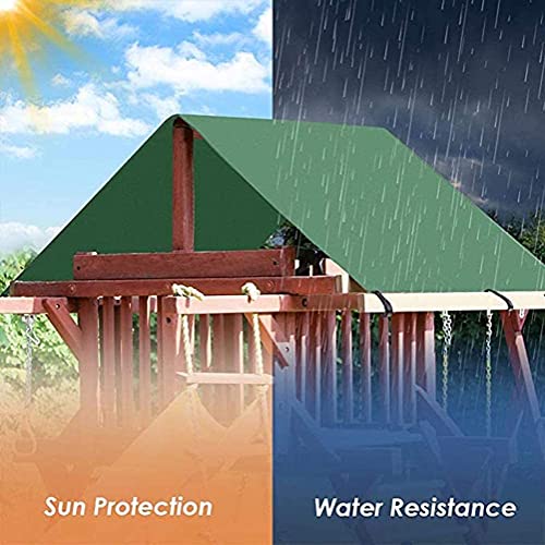 PLMOKN Kind Swingset Shade, Speeltuin Tarp Cover, Canopy Vervanging, Rain Tarpaulin Flame Vertragende Waterdichte -UV met bouten voor terrassen, rijstrook (Color : Green, Size : 1.4×1.9m) - Image 3