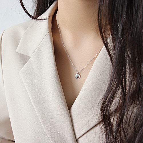Dtja Round Coin Pendant Necklace For Women Girls 925 Sterling Silver 14K Gold Full Moon Minimalist Geometric Disk Circle Chain Delicate Choker Dainty Collar Jewelry Gifts Box thumb #1