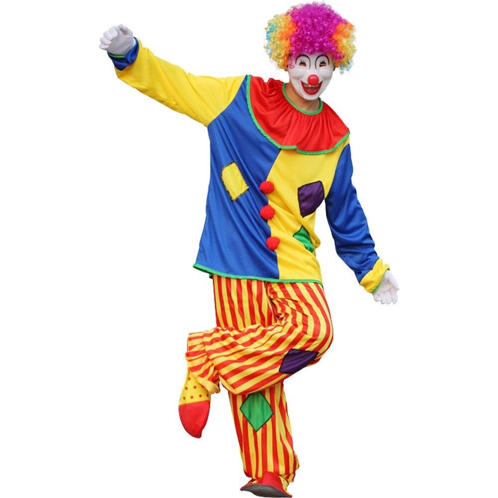 Hrippy Men's Style2 Clown Circus Carnival Fancy Dress Costume Halloween Adult Funny Circus Clown Cosplay Costumes Set For Wo