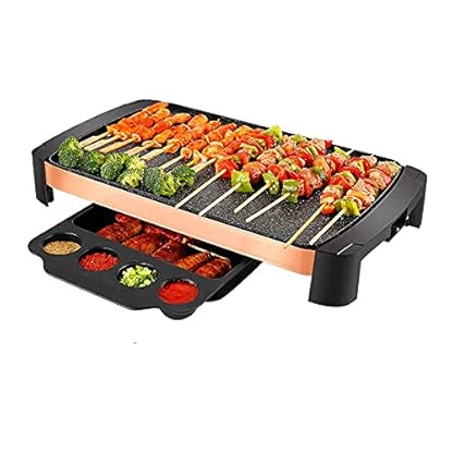 Barbecue Grill Elektrischer Teppanyaki-Tischgrill, Antihaft-Grillplatte 5 Dateien mit Einstellbarer Temperatur, BBQ-Hot… – Bild 5
