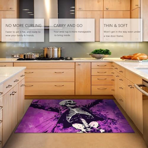Tapis crâne graffiti 120x150 cm antidérapant et lavable - 5
