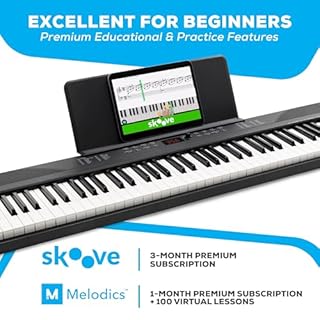 Alesis 88 Key Keyboard Piano with 480 Sounds, Speakers, USB MIDI, Carry-Bag, Stand, Headphones, Pedal and Piano Lessons for Beginners