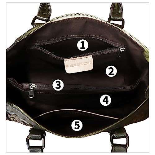 Image of Genuine Leather Purses and Handbags for Women Vintage Embossed Leather Satchel Bags Crossbody Shoulder Bag Strap
