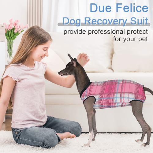 Image of Dog Surgery Suit Female Spay Recovery Suit for Dogs Surgical Recovery Suit for Female Dog Neuter Recovery Suit Male Dogs Onesie for Surgery Fits Small Medium Dog Pink Plaid /Small