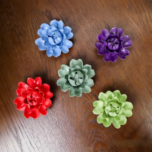 Image of Purple,Luoyang Peony, 2.76 inch,Ceramic Flower Wall Art Decor, Artificial Flower Wall Sculpture,Handmade Ceramic Flowers for Home,Hallway,Living Room, Kitchen,Bathroom