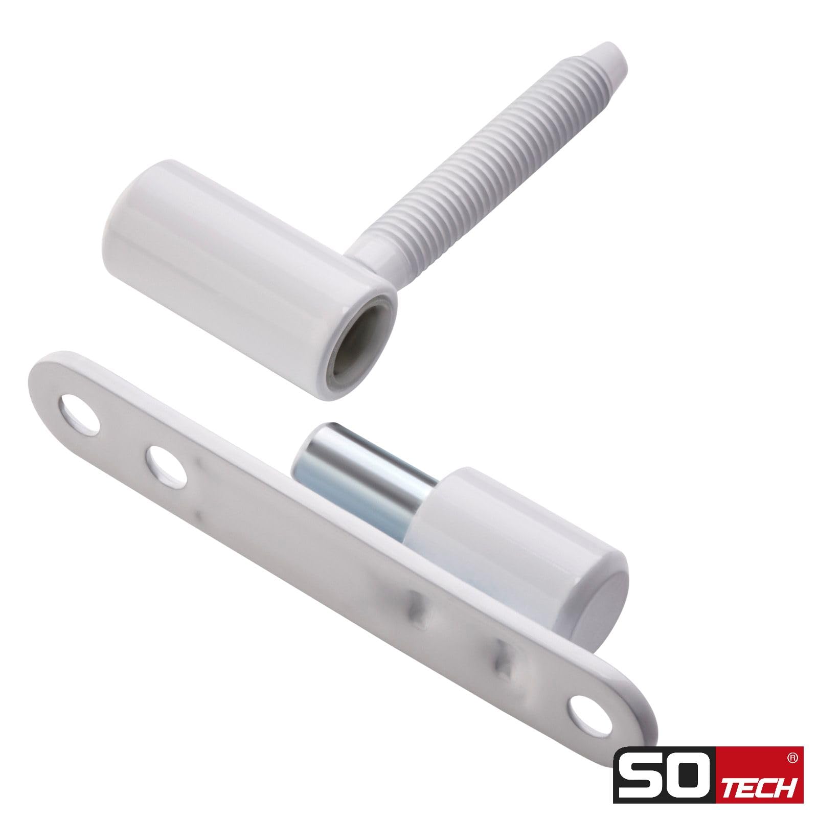 SOTECH 10 piezas Bisagras para puertas Bisagra para taladrar 15 x 83 mm con espiga M8 x 47 mm Bisagra para atornillar Bisagra para puertas interiores para atornillar/taladrar (acero blanco)