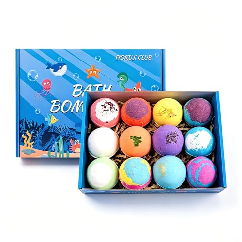Bath Bombs with Toys Inside 12 Pack Natural Bubble Bath Bombs with Surprise Toy for Easter Basket Stuffers Gifts
