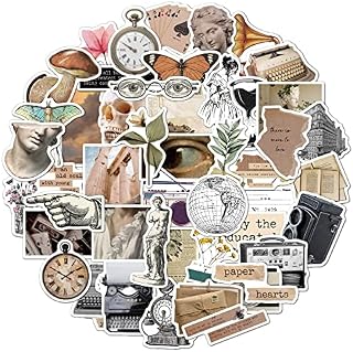 50pcs Scrapbook Stickers Set, Personalized Retro Design Scrapbooking Stickers, Vinyl Decal Graffiti Stickers for Laptop, Art, Crafts, MacBook, Skateboard, Luggage, Bullet Points, Bumper Stickers
