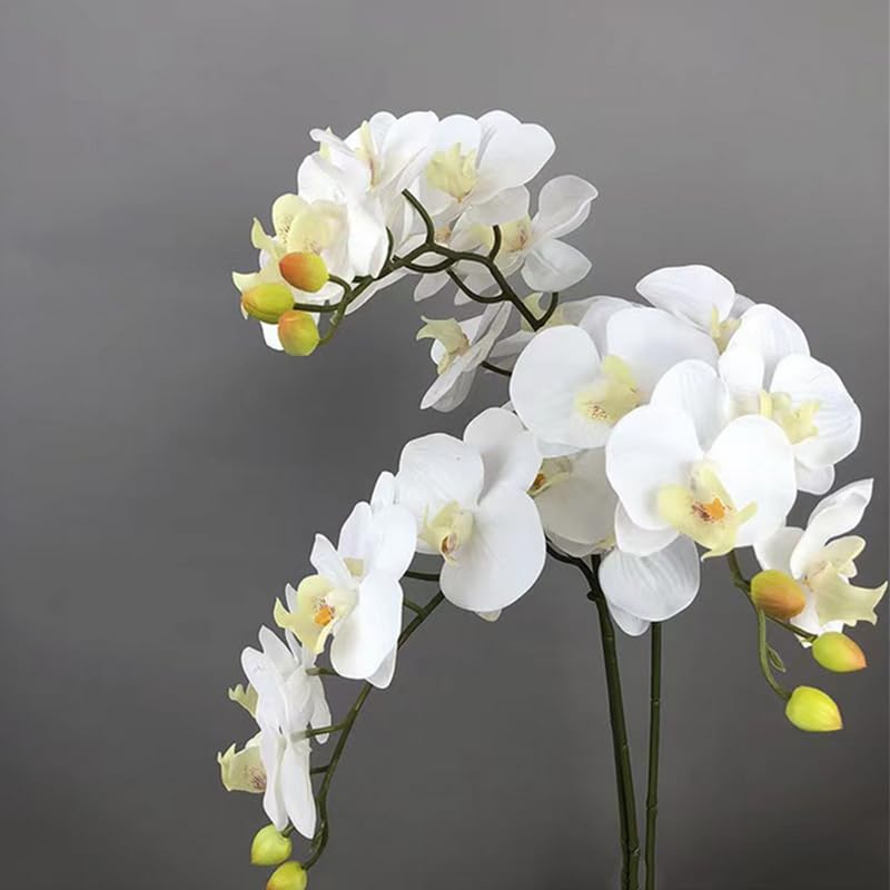 2 Pcs Orchid Stems Artificial Flowers Real Touch Latex Phalaenopsis 38 Inch Artificial Orchid Branches 9 Heads Fake Phalaenopsis Flowers,for Vase Wedding Party Home Garden Decor,White - Image 4