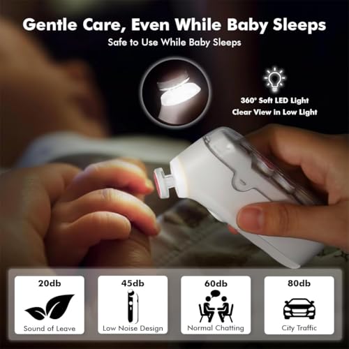 Image of Baby Nail Trimmer Electric, Safe Baby Nail File, Baby Nail Clippers with Light and 6 Grinding Pads for Newborn Infant Toddler or Adults Toes and Fingernails, Kids Nail Care, Polish and Trim