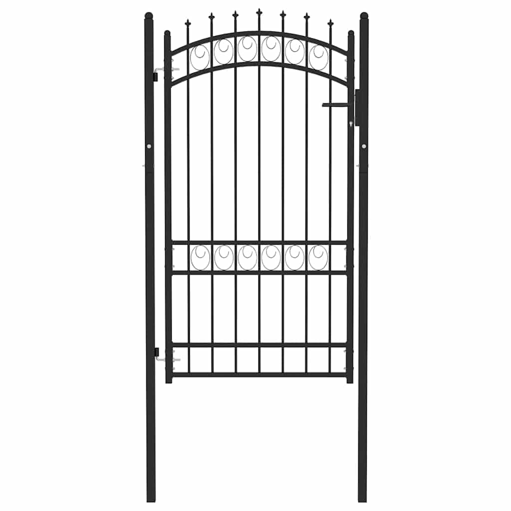Cancello Recinzione Acciaio 103x187,5 cm Nero con Punte e Serratura
