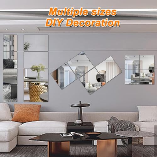 Image of 4 Pack Wall Mirror Full Length, 12 x 14 Inch Unbreakable Acrylic Mirror Tiles, Shatterproof Flexible Plastic Mirror Sheets for Bedroom Home Gym Door (4P 12 inchx 14 inch)
