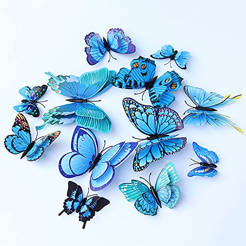 12Pcs Butterfly Wall Stickers 3D Butterfly Wall Art Decals Room Wall Murals For Diy Home Decoration, Birthdays Party, Wedding Decor (Blue) #TOP3