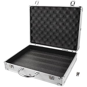 DOITOOL Silver Aluminum Briefcase with Lock, Aluminum Briefcase for Men or Women, Metal Hard Case with Foam for Travelers Luggage Craftsman Travel Cash (14.54 X 11.2 X 3.54inch)