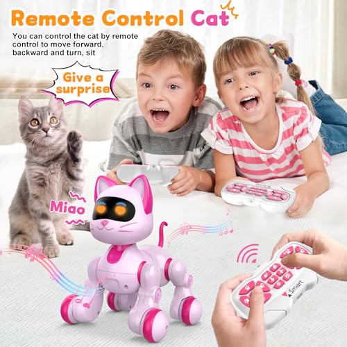 Robot Cat Interactive Toys for Girls: Remote Control Electronic Pink Kitty Pets - Robotic Can Dancing Touch Programmable Mechanical Cat for Kids Age 4-9 Christmas/Birthday Surprise Gifts - Image 4