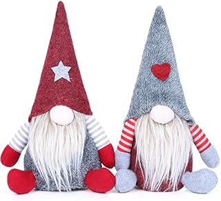 YANGTE 2 Pcs Christmas Gnomes Plush Santa, 11inch Christmas Gonk Dwarf Elf Figurines Xmas Ornaments Tabletop Decoration for Holiday Festival Supplies Plush Doll Gift
