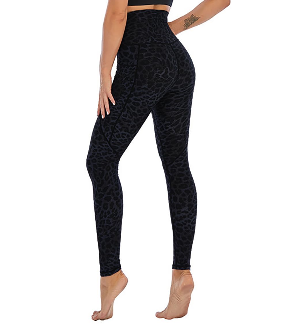 Leggings de leopardo para mujer, con estampado animal, cintura alta, pantalones de yoga con dos bolsillos grandes, suaves como la mantequilla, para entrenamiento, correr, tallas XS-XXL UK