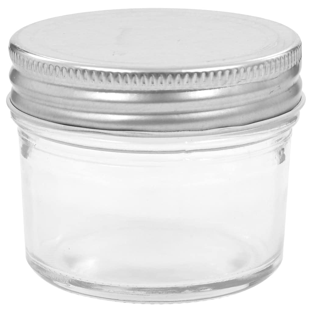 Marmeladengläser mit Silbernen Deckeln 48 Stück 110 ml Glasbehälter luftdicht Vorratsgläser für Marmelade Honig Sirup Aufbewahrung Küche Haushalt