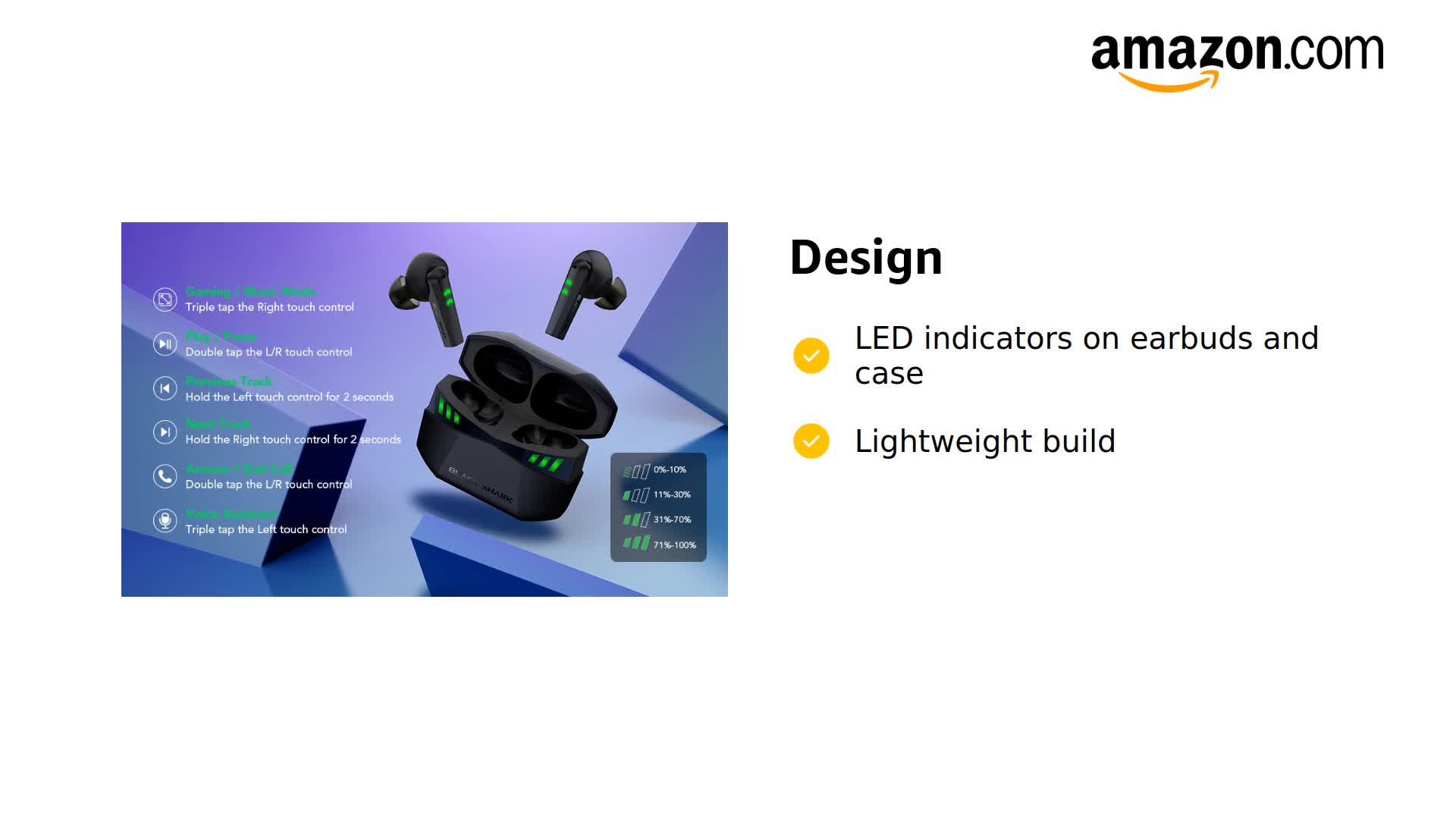 Amazon.com: Black Shark Wireless Gaming Earbuds with Noise