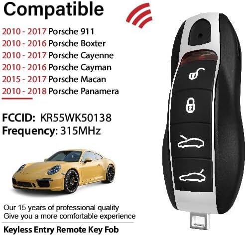 Replacement for 2015 2016 2017 2018 Porsche 911 Boxter Cayenne Cayman Macan Panamera Key Fob Remote Control KR55WK50138 4 Buttons 315MHz - Image 2