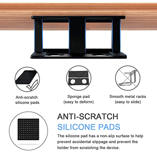 JEMACHE Under Desk Laptop Mount, Metal Under Table Desk Holder for Laptop, Mac Mini, MacBook, Keyboard with Anti-Scratch Silicone (Black)