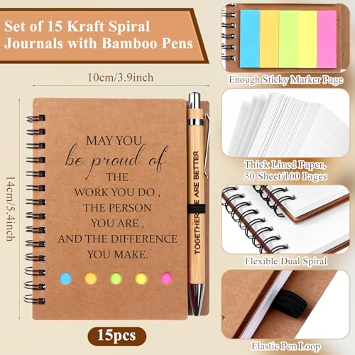 Stylos à bille en bambou d'exception et carnet à spirale élégant - 2