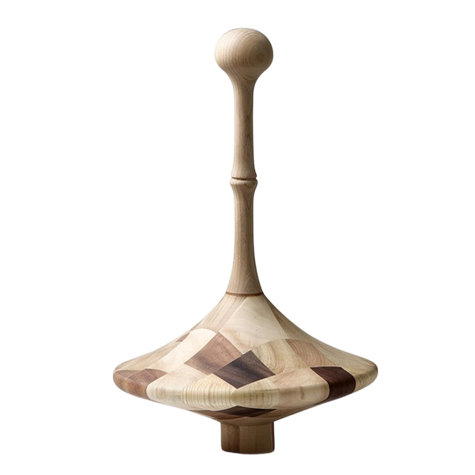 MagiDeal Trompo Decorativo de Madera Escultura Adorno Figura en con Visibles y Cuerpo Geométrico Pieza de Mesa con Base Corta Adecuado para Estantería Sala de Estar