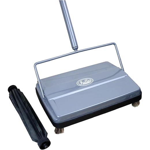 Fuller Brush Electrostatic Carpet & Floor Sweeper with Additional Rubber Rotor - 9" Cleaning Path - Lightweight - Ideal for Crumby & Wet Messes - Works On Carpets & Hard Floor Surfaces (Gray)