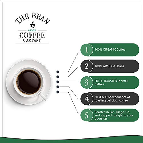 The Bean Coffee Company Organic 50/50 French Roast, 50% Decaf, Dark Roast, Whole Bean, 5-Pound Bag #TOP1