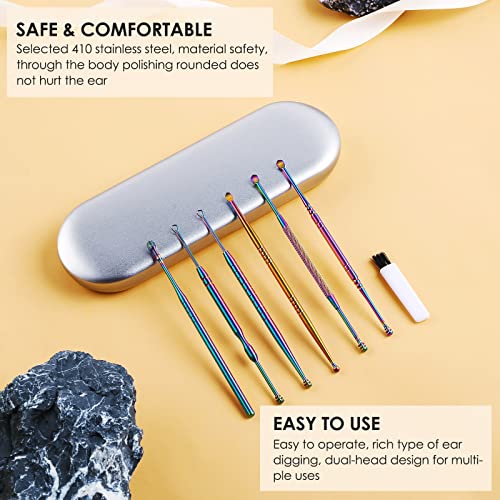 Ear Cleaning Kit,Safe Ear Wax Removal Tool,Earwax Removal Kit,Easy to Use,Painless Ear Pick,with Storage Box and Cleaning Brush (Titanium)