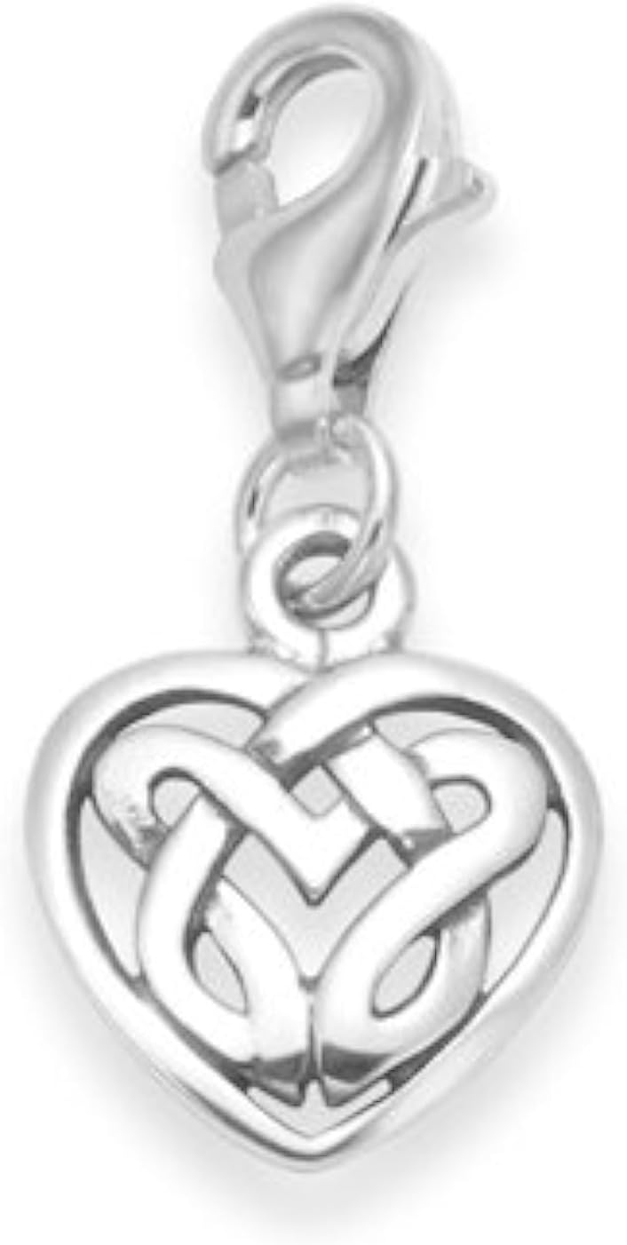 Heather Needham Sterling Silver Celtic Heart Charm - SIZE: 10mm - clip on charm fits Thomas Sabo. 8934TR