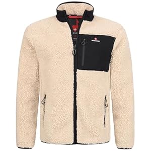 Höhenhorn Birkkar Veste en polaire pour homme en teddyfleece doublée pour l'hiver, beige, XL