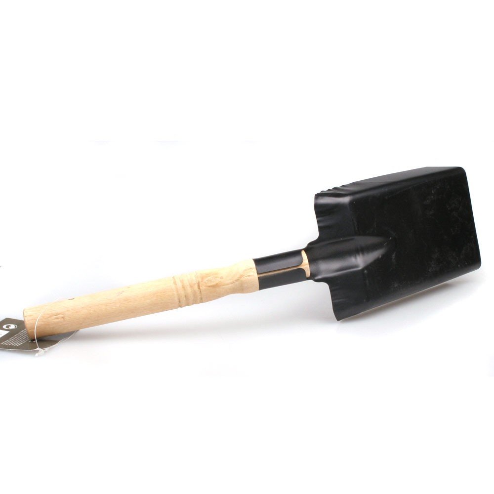 BBQ Ascheschaufel, Kohlenschaufel, Metall mit Holzgriff, Schwarz, Flachschaufel