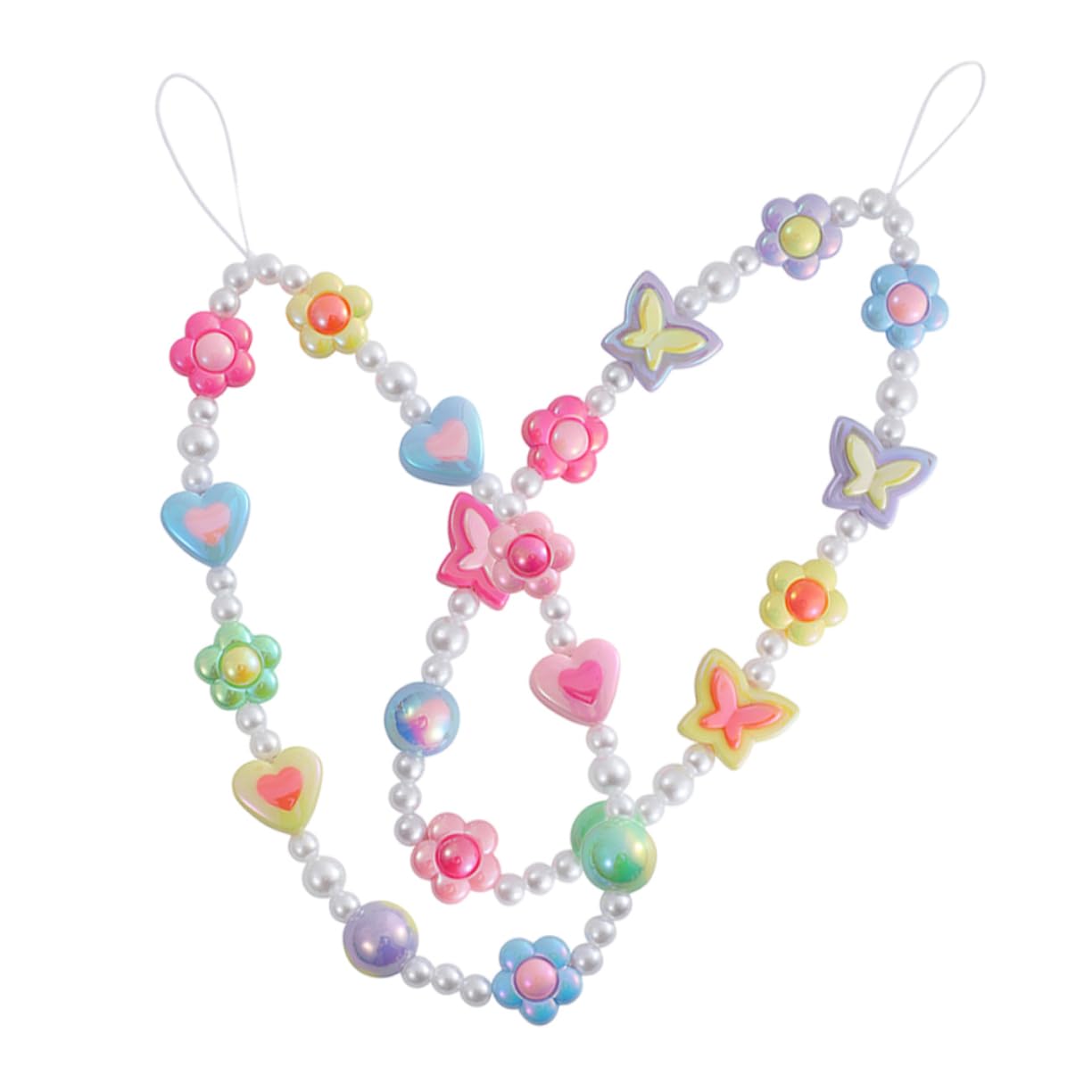 Gadpiparty Accesorios De Teléfono Cordón De Teléfono Con Cuentas Colgante Para Móvil Con Forma De Flor Cadena De Teléfono De Flor De Corazón El Plastico