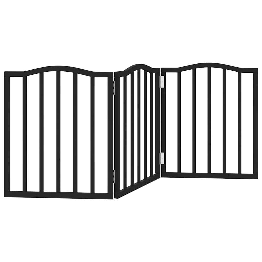 3-TLG. Hundetor Faltbar Schwarz 150 cm Pappelholz | Wasserbasierte Lackierung, Einfach zu Reinigen, Ohne Bohren Montierbar, Platzsparend Zusammenfaltbar