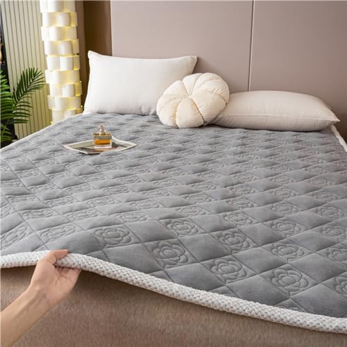 HAIBA Matratzenschutz Flausch Matratzenschoner Gesteppt 180x200cm weiche Matratzen Topper, Atmungsaktive & schnell trocknende Matratzenauflage, als Matratzenschutzbezug geeignet Grau