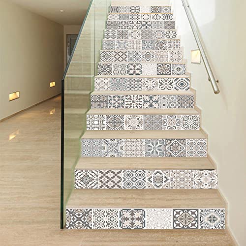 BAZEITFLOW Treppenaufkleber Set - 6 Selbstklebende Sticker Mit Steinmuster, Wasserfest & Entfernbar